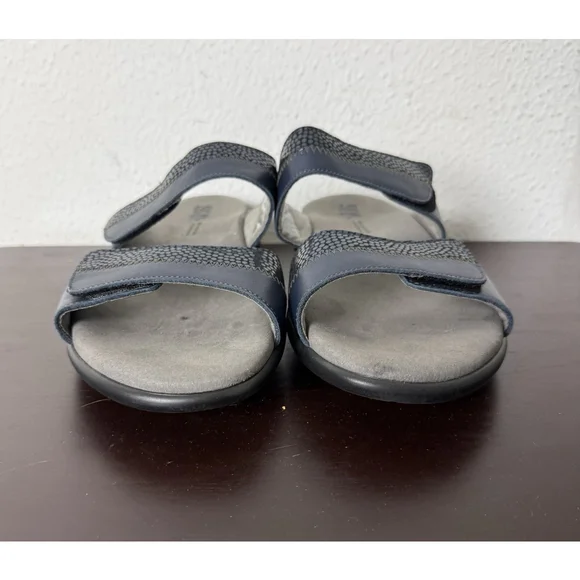 SAS Nudu Leather Slide Sandal Sz 11 Blue Metallic Summer Comfort Slip On $159 - Picture 3 of 9